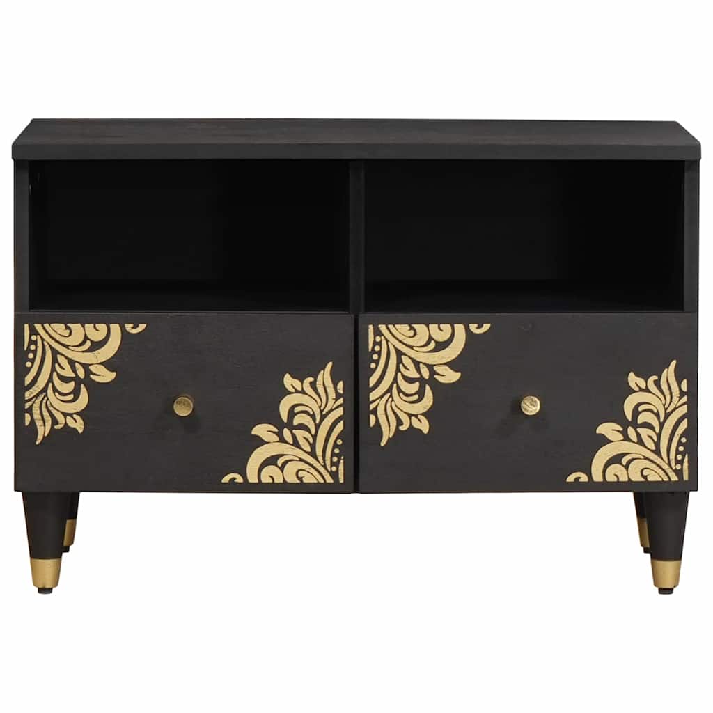 Meuble TV Noir 70 x 33 x 46 cm Bois de mangue massif - XIOS