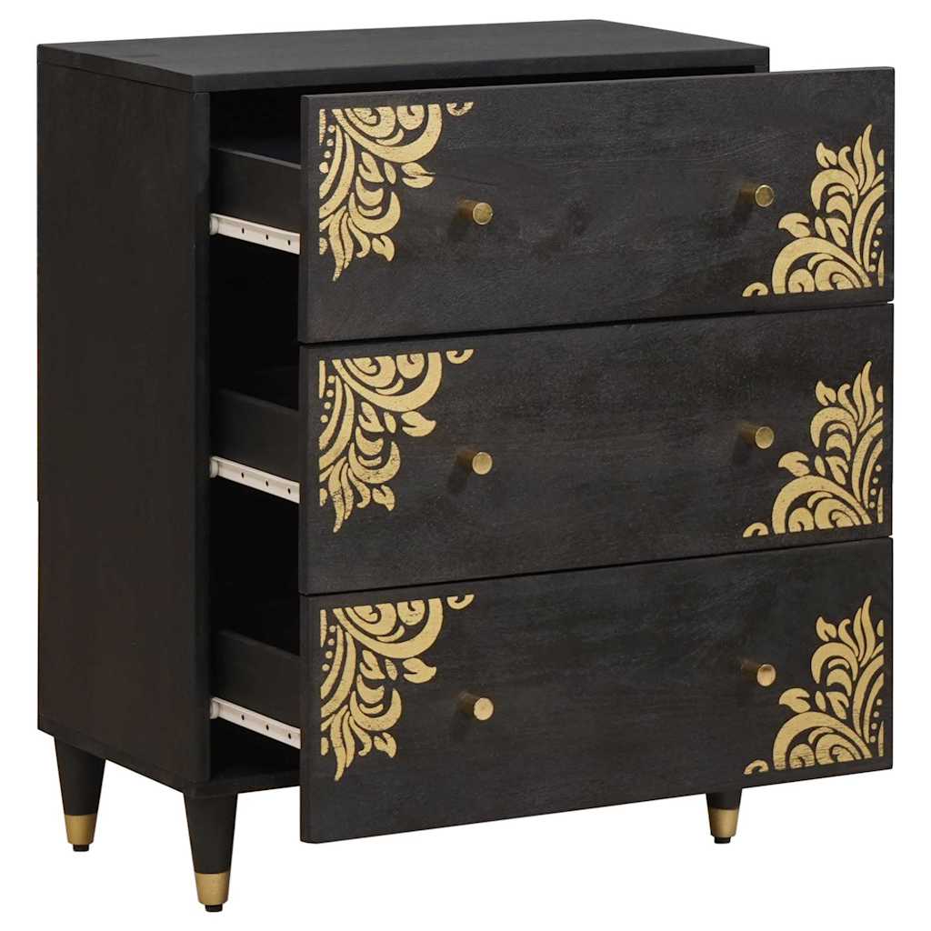 Buffet Noir 60 x 33 x 75 cm Bois de mangue massif - XIOS