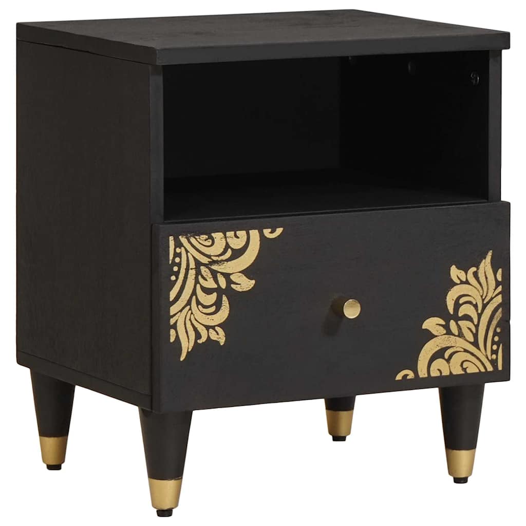 Cabinet de chevet Noir 40 x 33 x 46 cm Bois de mangue massif - XIOS