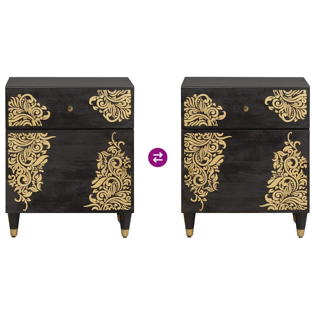 Cabinet de chevet avec porte avec tiroir Noir 50 x 33 x 60 cm - XIOS