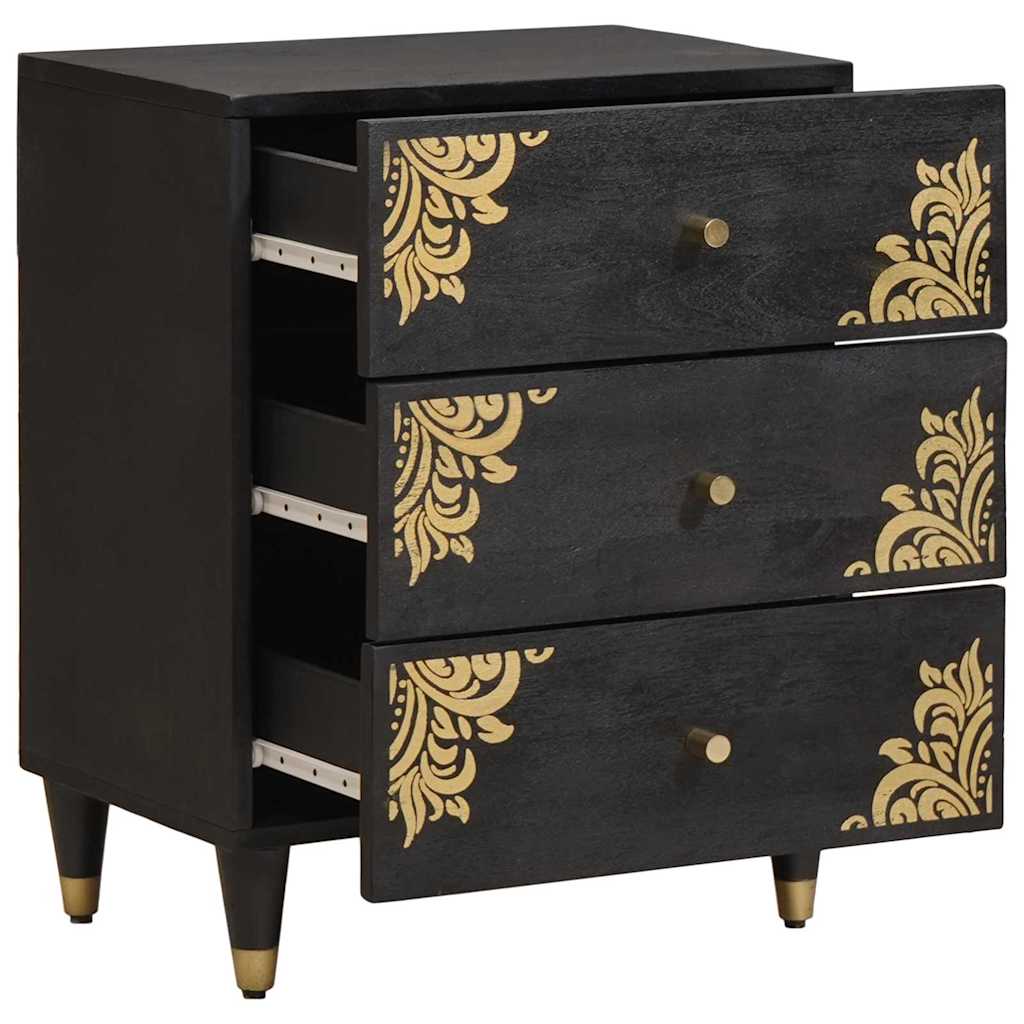Cabinet de chevet Noir 50 x 33 x 62 cm Bois de mangue massif - XIOS