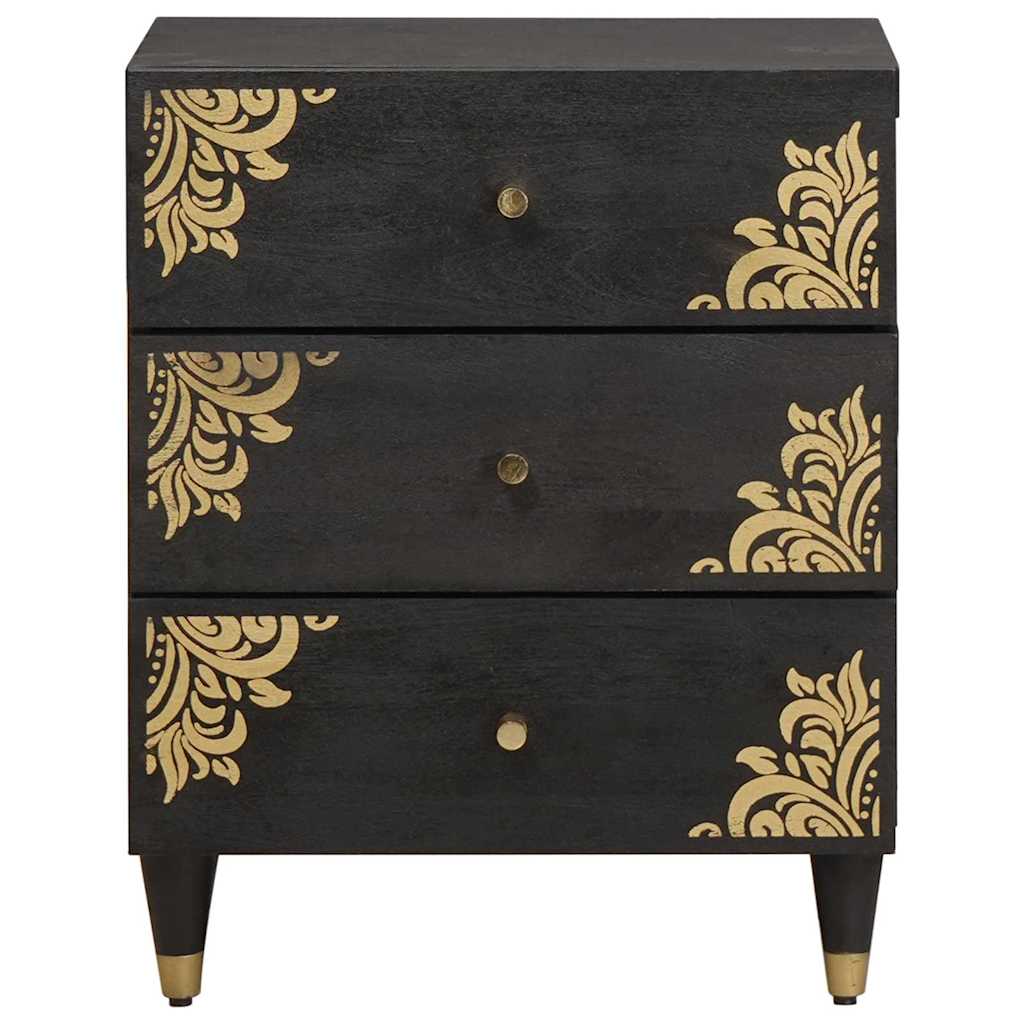 Cabinet de chevet Noir 50 x 33 x 62 cm Bois de mangue massif - XIOS