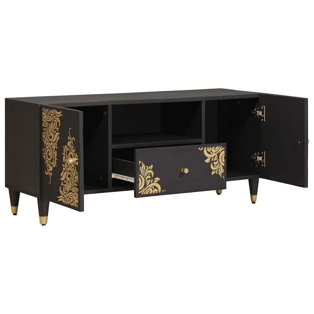 Meuble TV Noir 105 x 33 x 46 cm Bois de mangue massif - XIOS