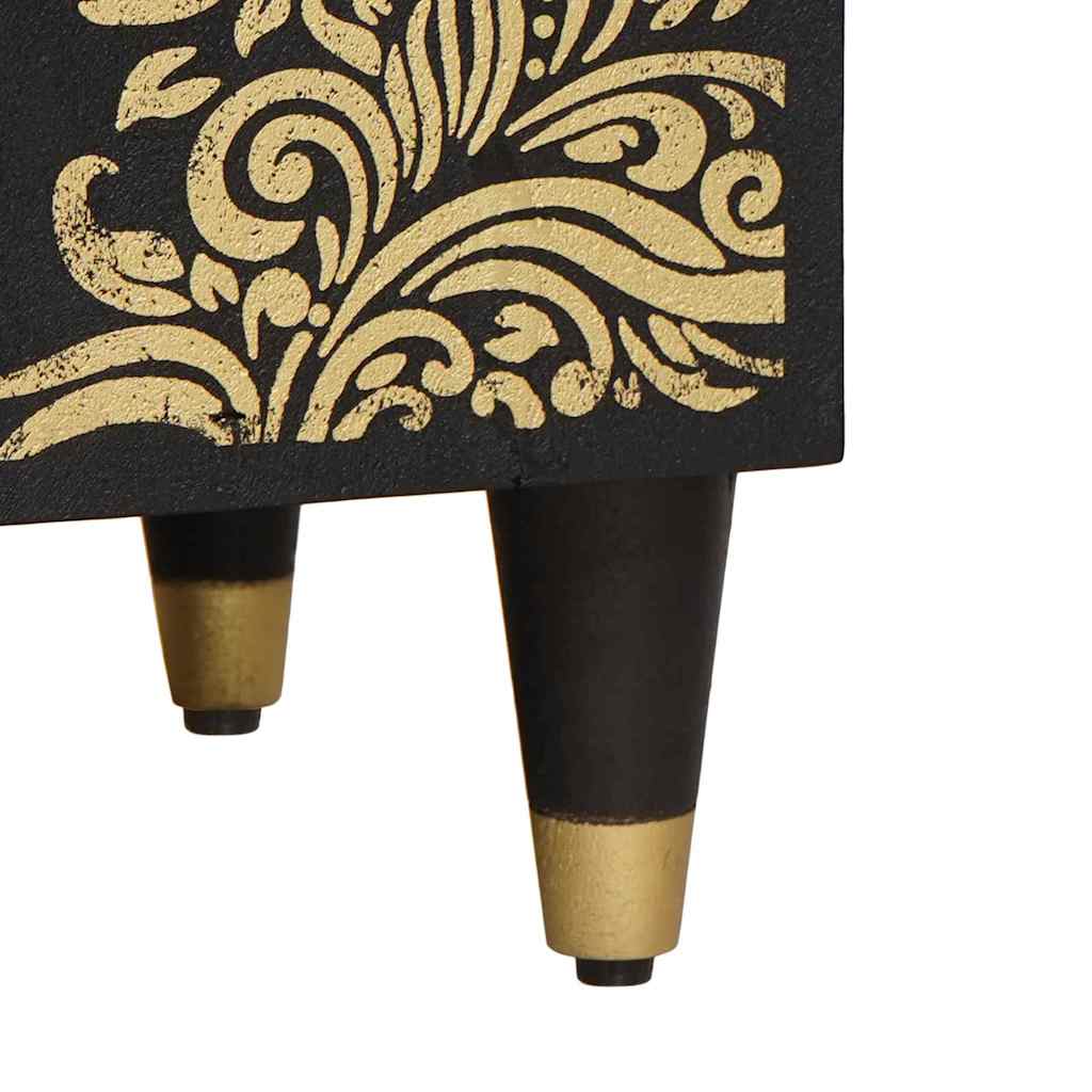 Meuble TV avec porte Noir 80 x 33 x 46 cm Bois de mangue massif - XIOS