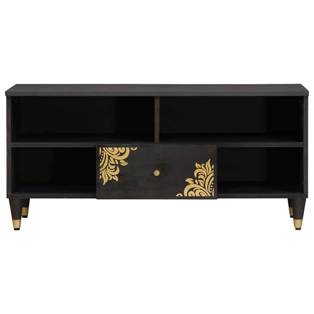 Meuble TV Noir 100 x 33 x 46 cm Bois de mangue massif - XIOS