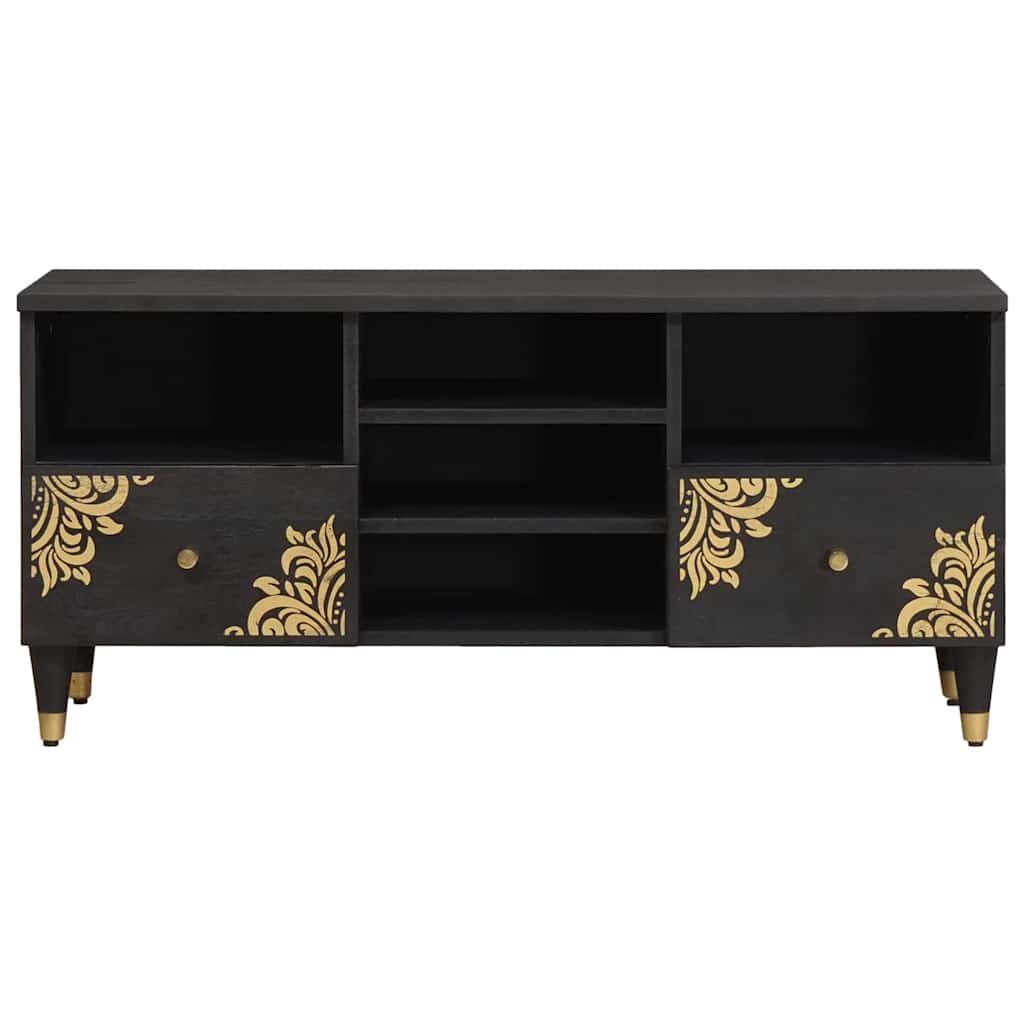 Meuble TV Noir 100 x 33 x 46 cm Bois de mangue massif - XIOS