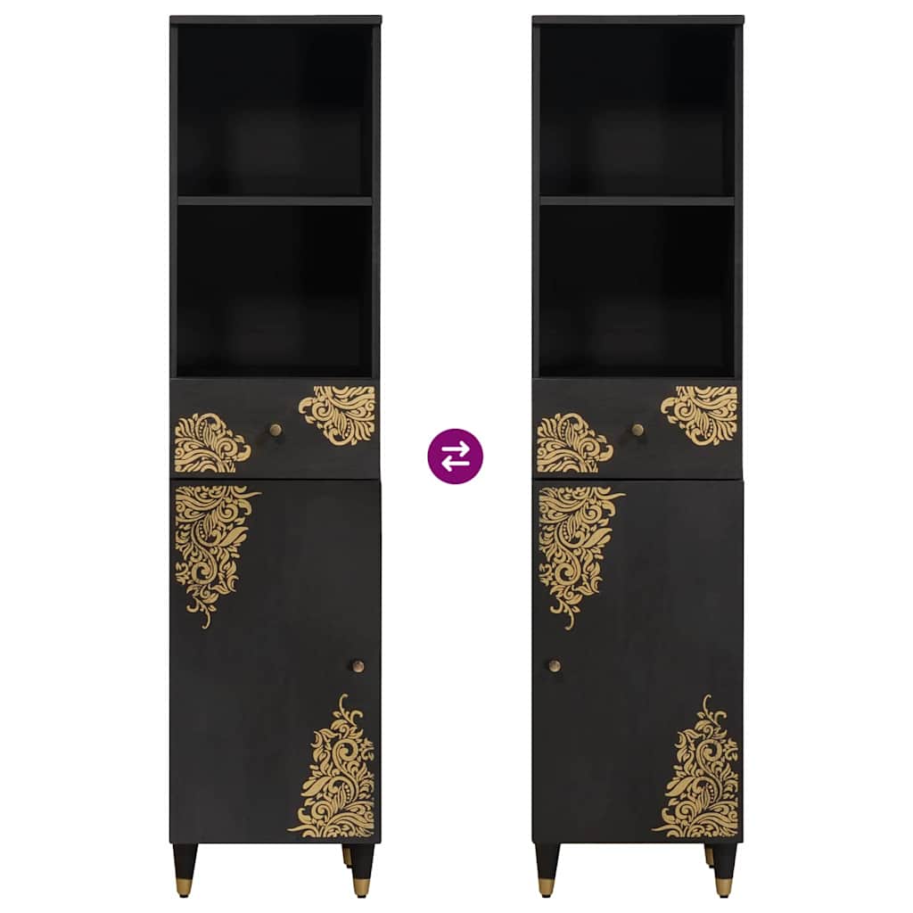 Buffet avec tiroir Noir 38 x 33 x 160 cm Bois de mangue massif - XIOS