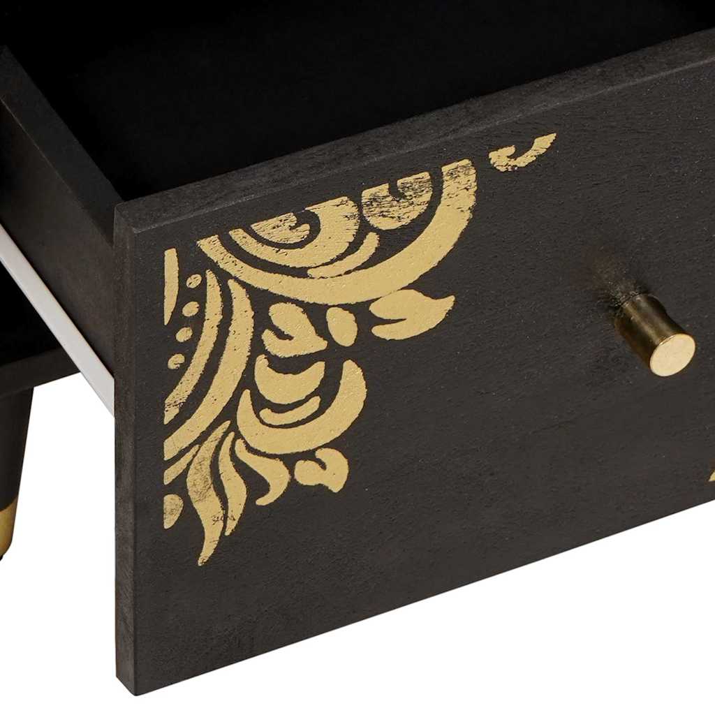 Buffet avec tiroir Noir 40 x 33 x 75 cm Bois de mangue massif - XIOS