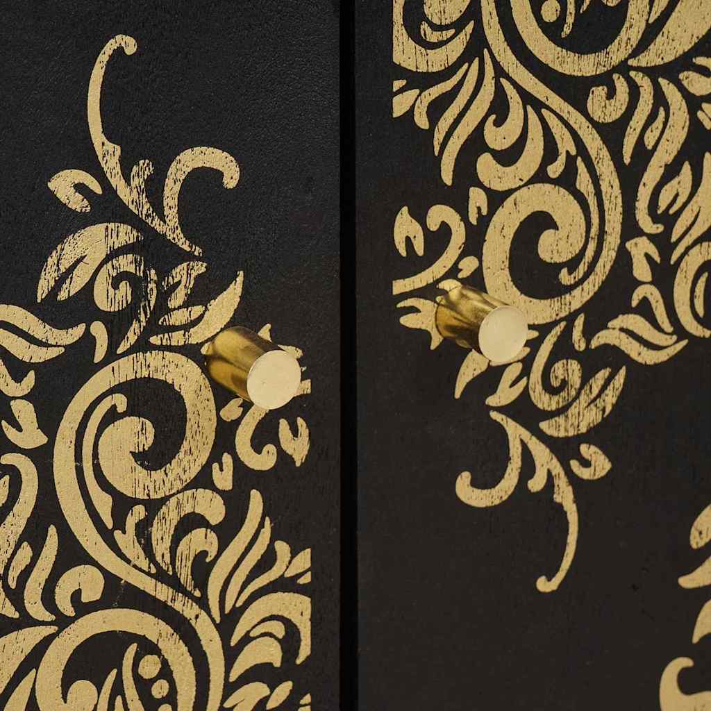 Buffet avec étagère Noir 60 x 33 x 75 cm Bois de mangue massif - XIOS