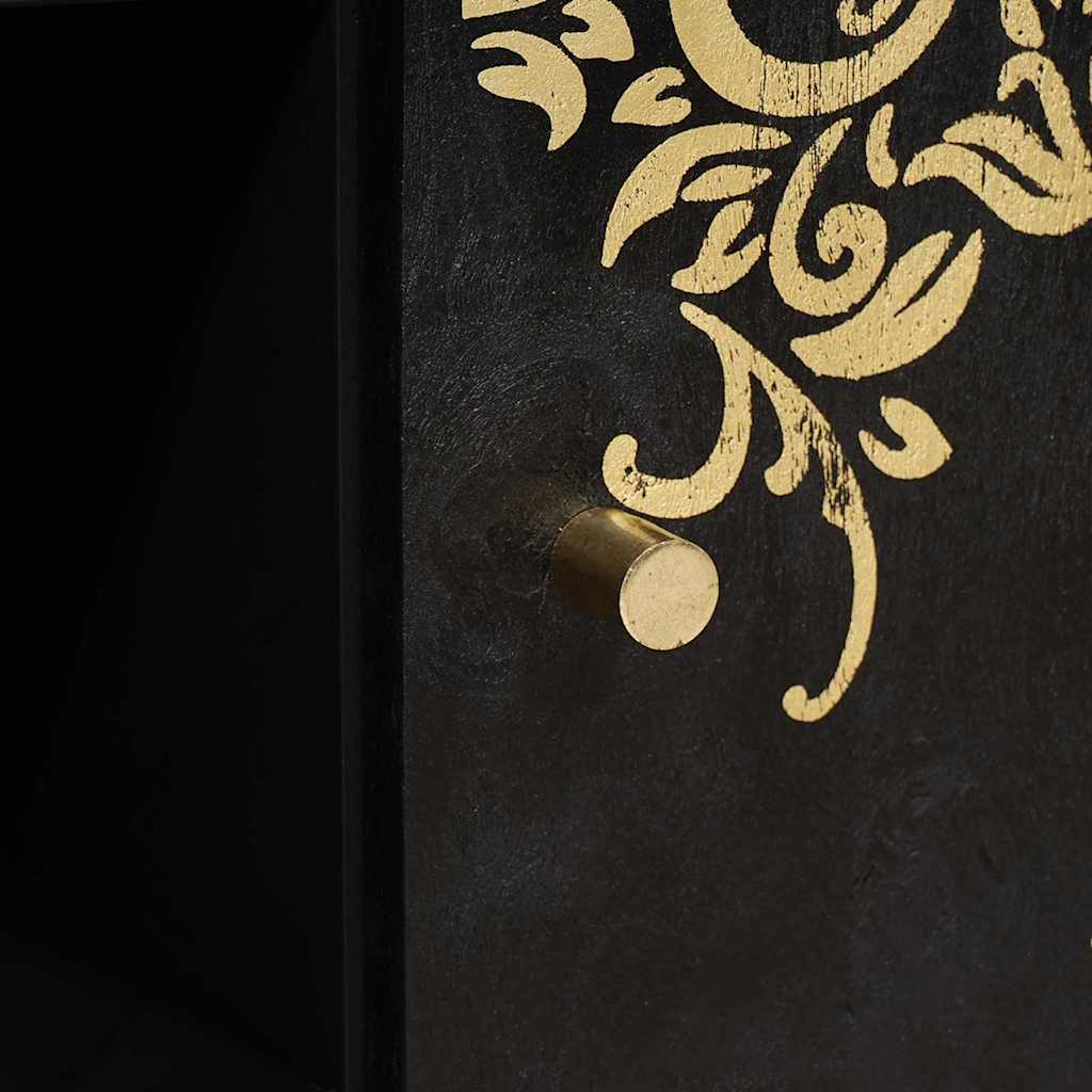 Buffet avec étagère Noir 90 x 33 x 75 cm Bois de mangue massif - XIOS