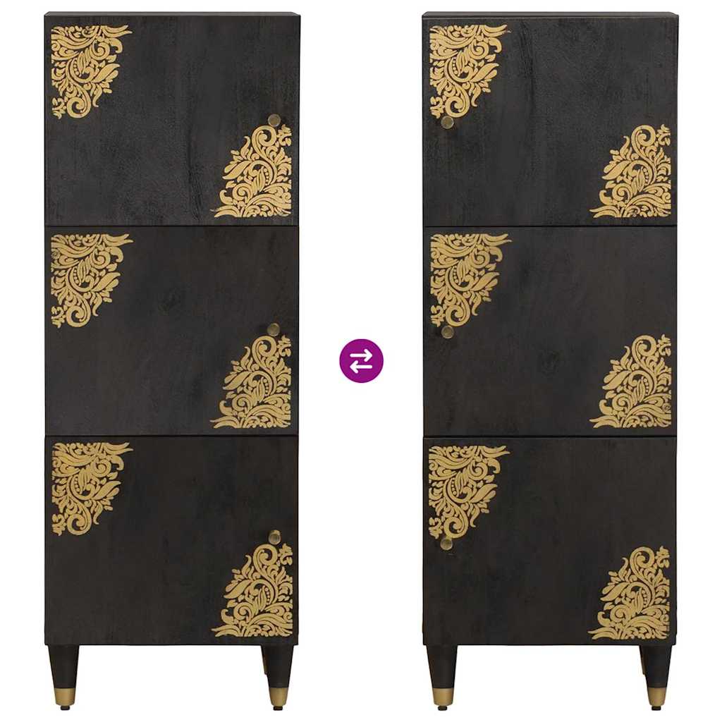 Haut Armoire Noir 40 x 33 x 110 cm Bois de mangue massif - XIOS