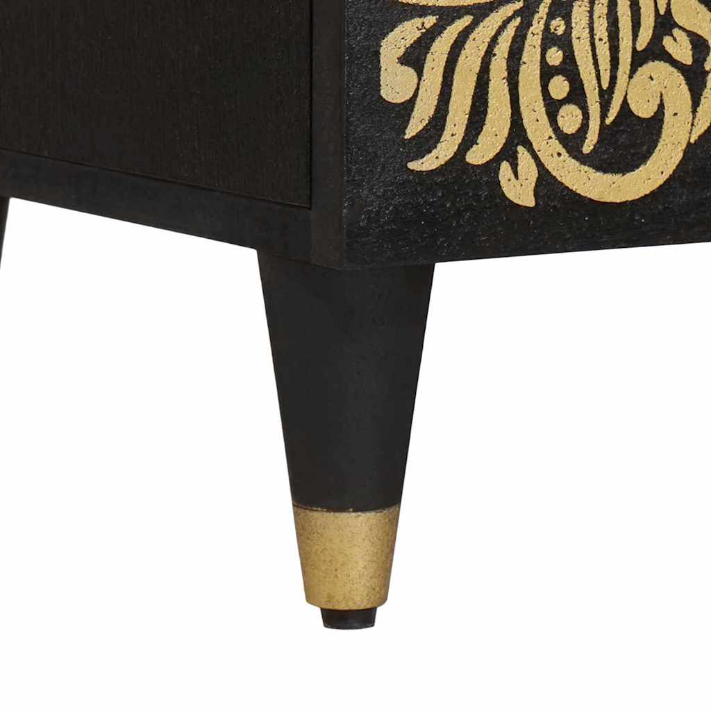 Haut Armoire Noir 60 x 33 x 100 cm Bois de mangue massif - XIOS