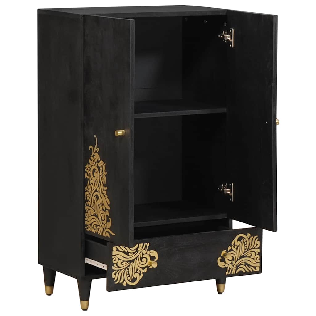Haut Armoire Noir 60 x 33 x 100 cm Bois de mangue massif - XIOS