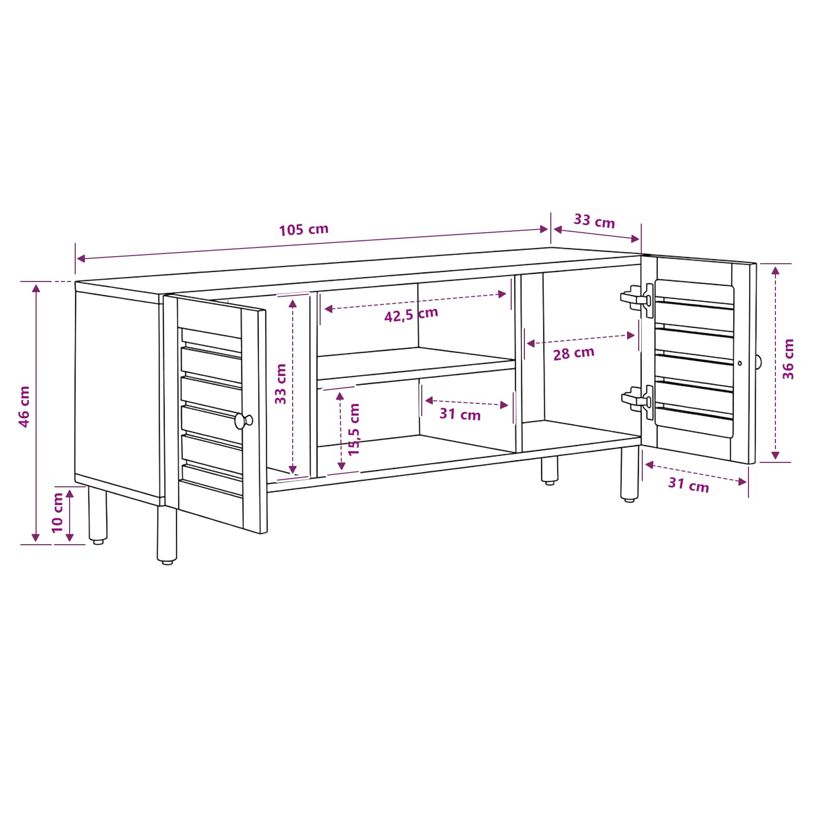 Armoires de rangement Naturel 105 x 33 x 46 cm