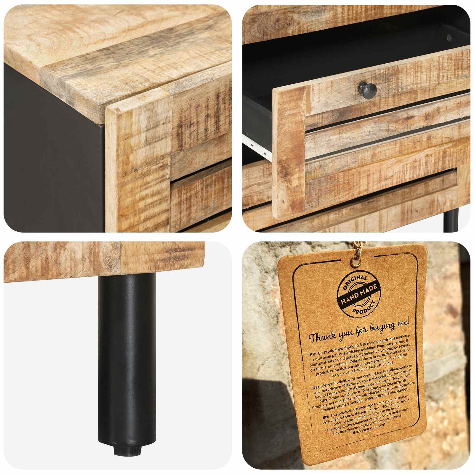 Armoires de rangement 60 x 33 x 75 cm Bois de mangue massif