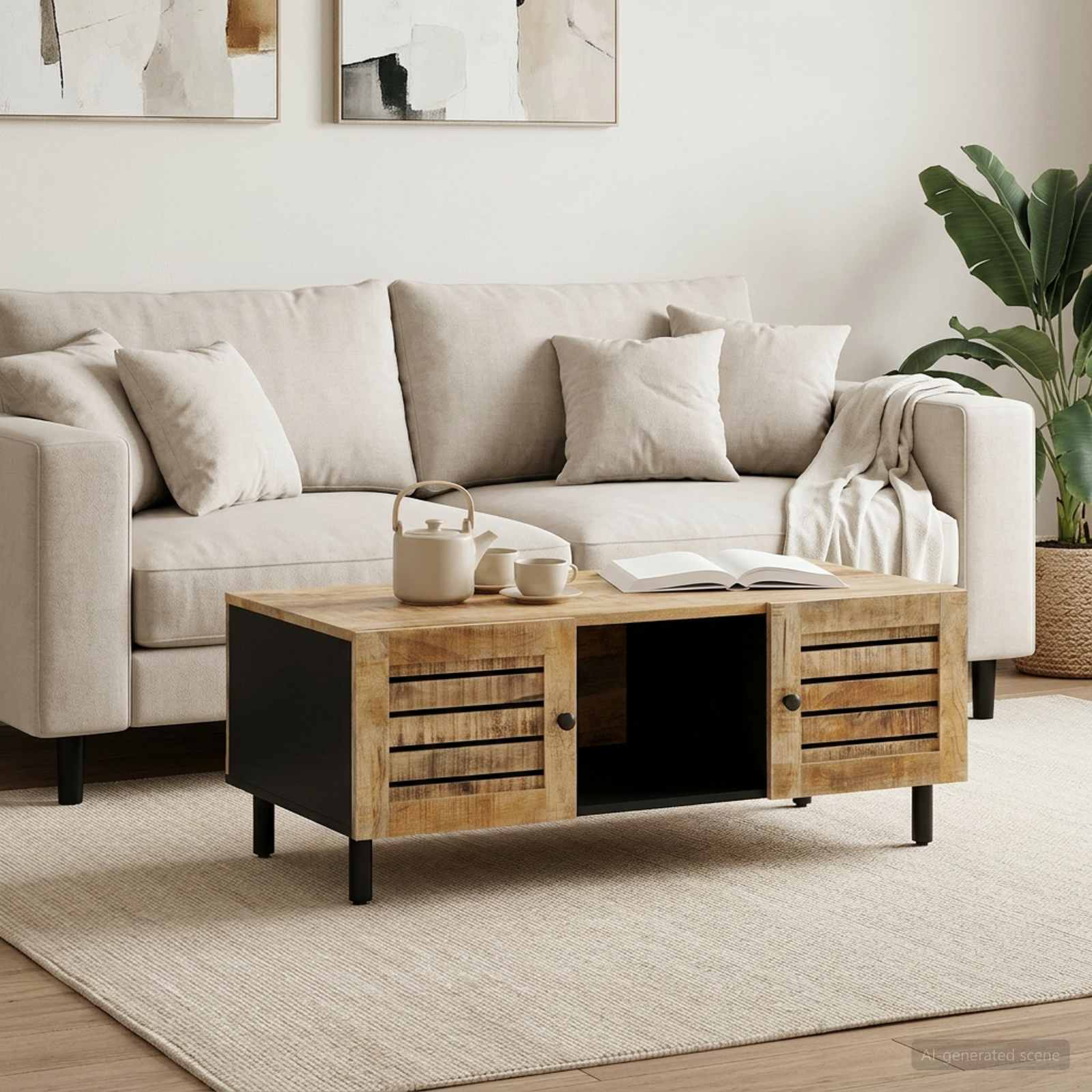 Table basse Naturel 100 x 54 x 40 cm Bois de mangue massif