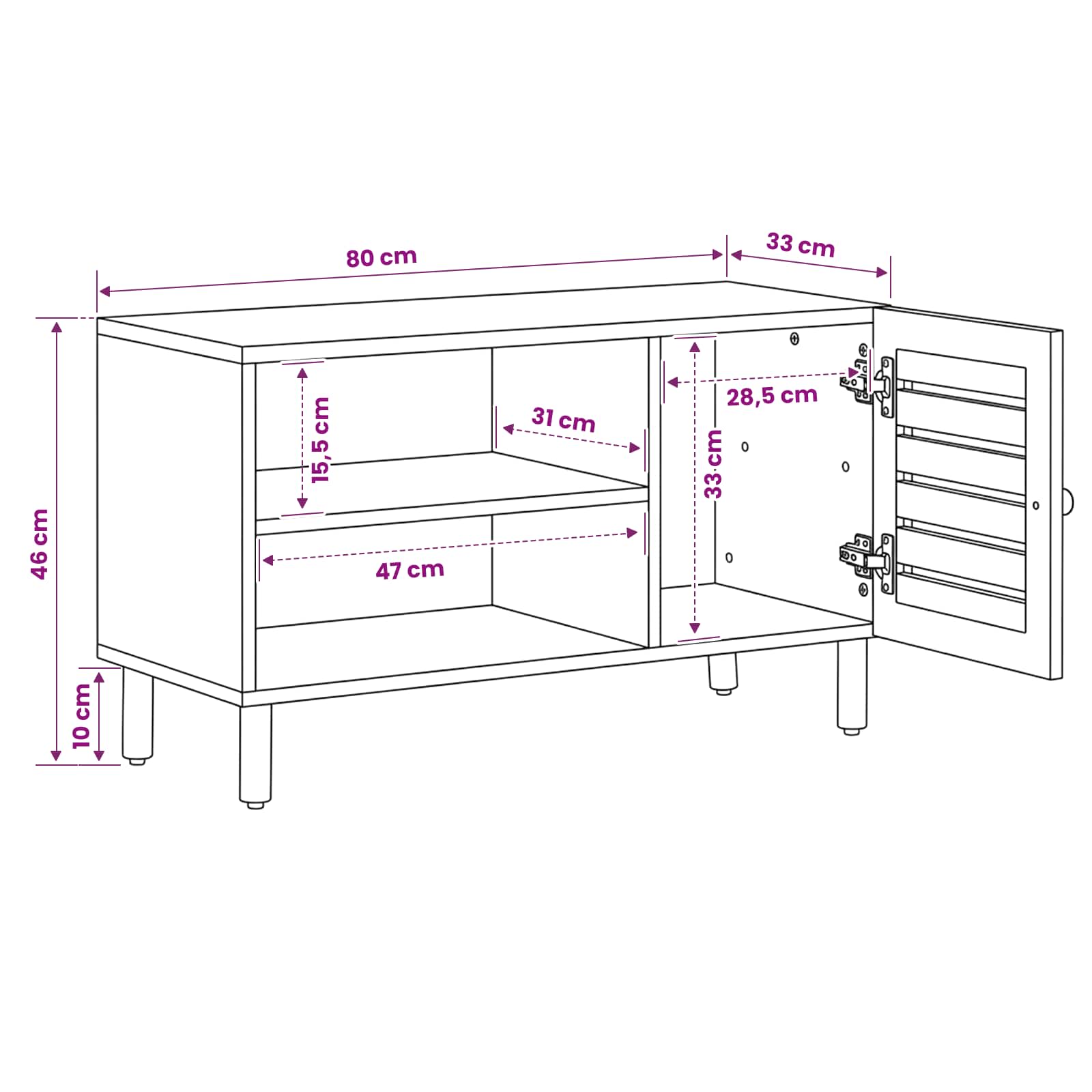 Armoires de rangement Naturel 80 x 33 x 46 cm