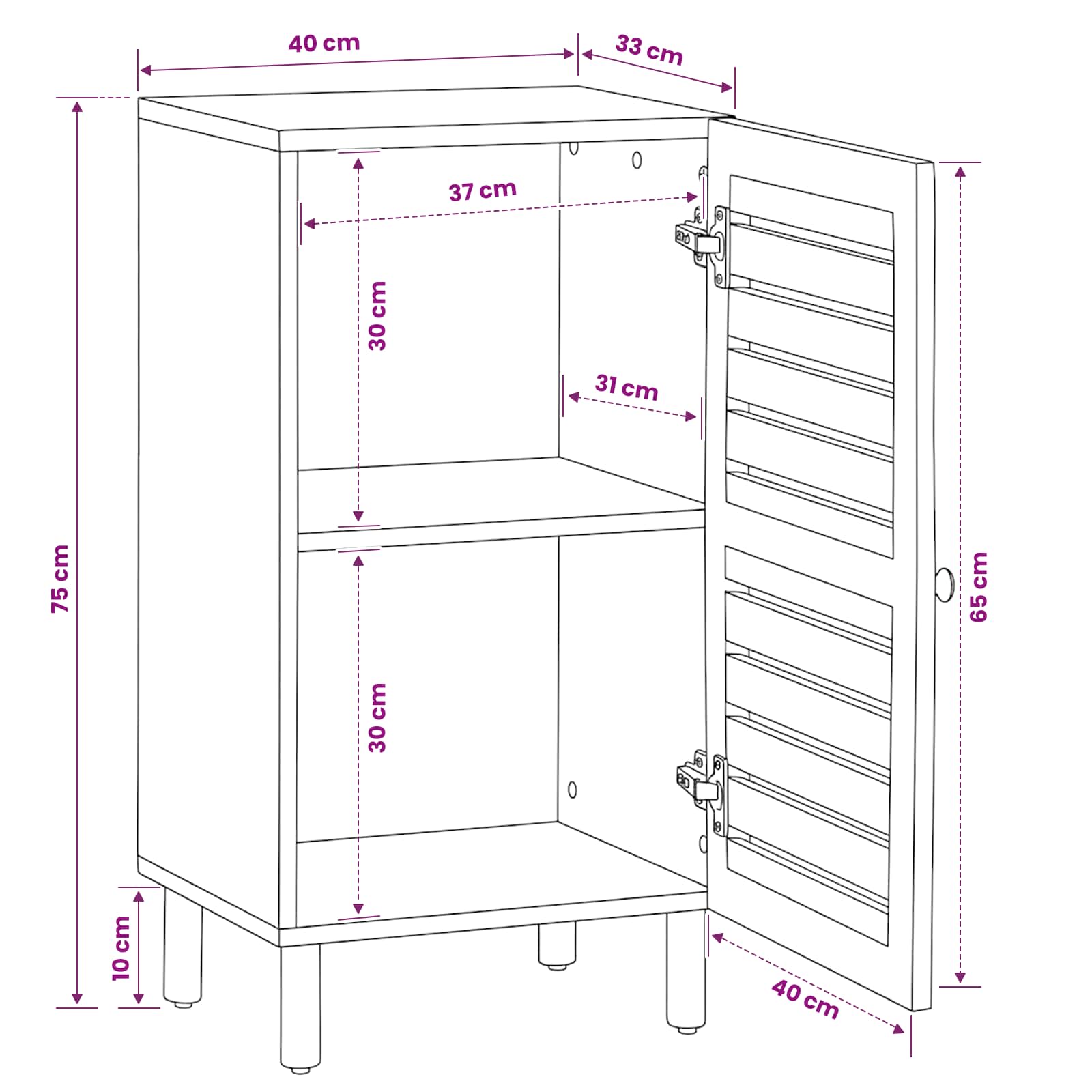 Armoire de rangement Naturel 40 x 33 x 75 cm