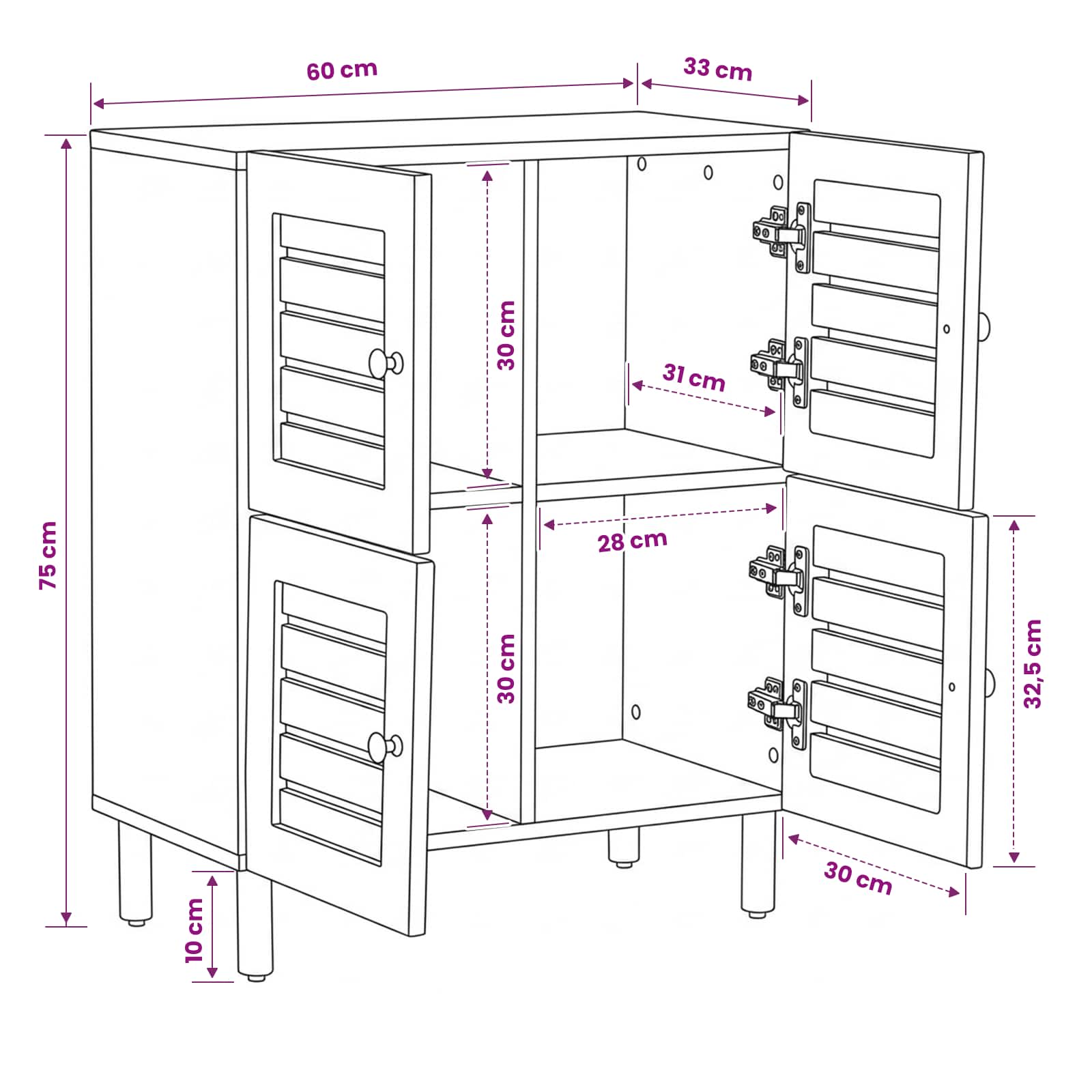 Armoires de rangement Naturel 60 x 33 x 75 cm
