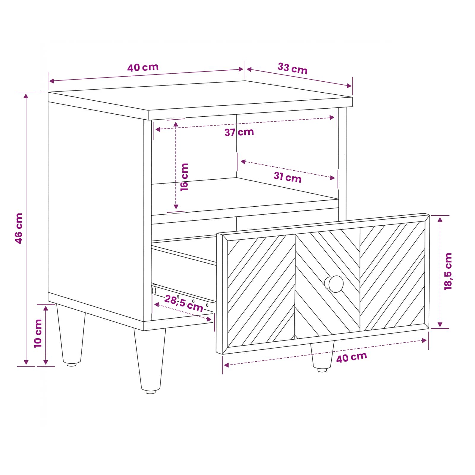 Table de chevet avec tiroir 2 pcs Marron 50 x 33 x 60 cm - XIOS