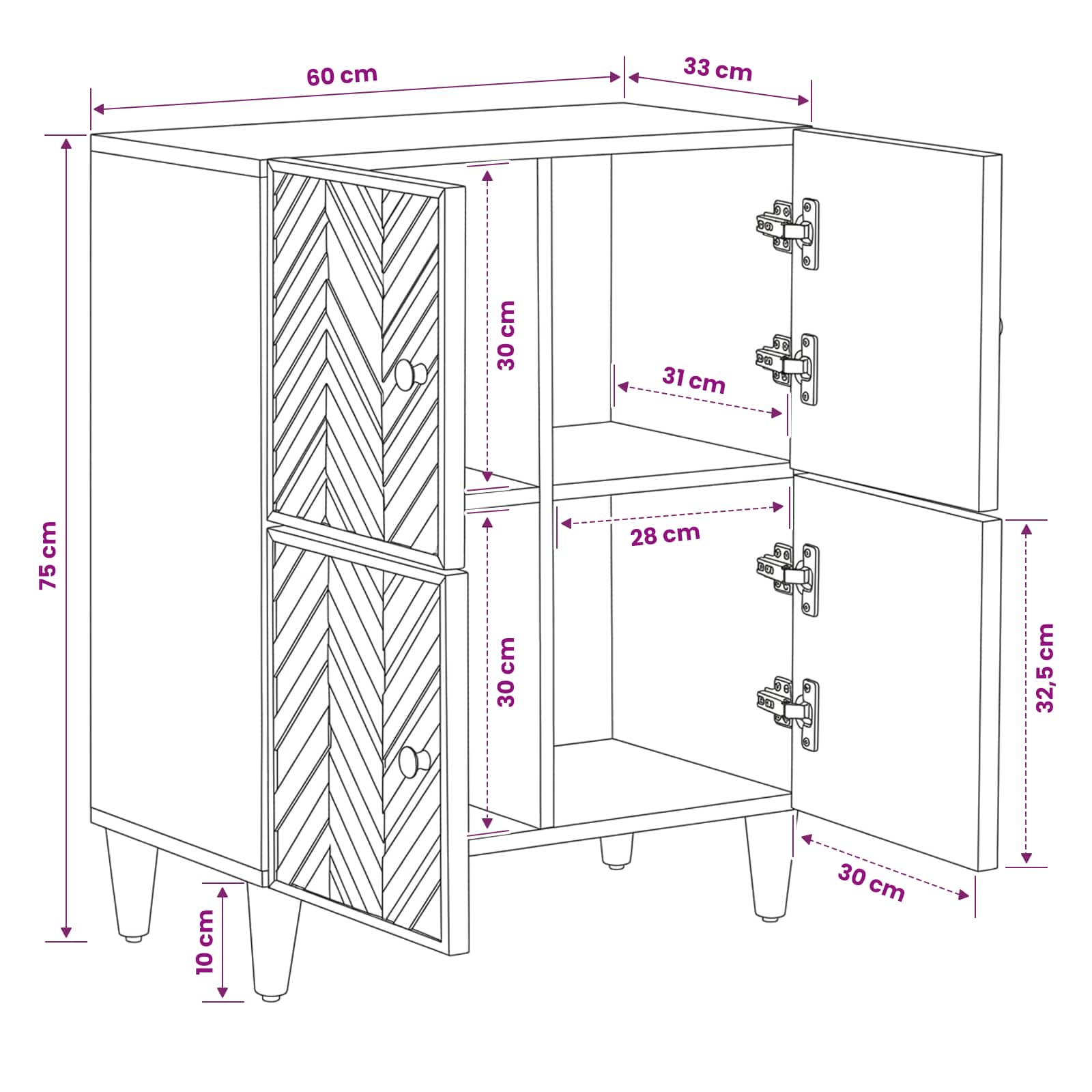 Armoires de rangement avec stockage Marron 60 x 33,5 x 75 cm - XIOS