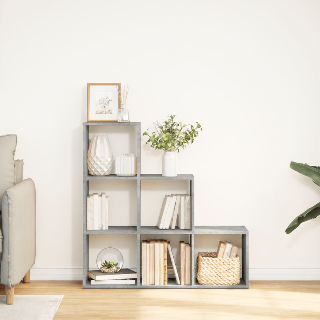 Étagère séparatrice de pièce à 3 niveaux gris béton 99x29x99 cm - XIOS