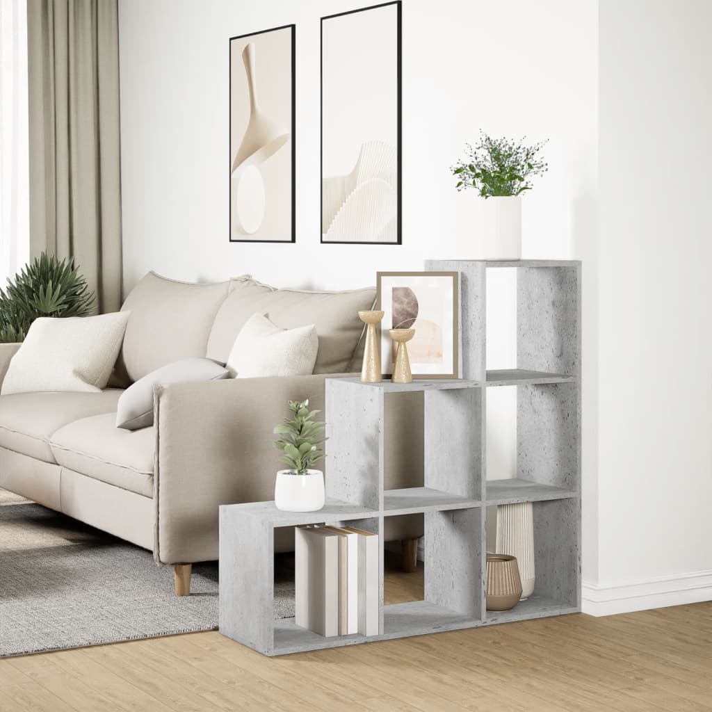 Étagère séparatrice de pièce à 3 niveaux gris béton 99x29x99 cm - XIOS