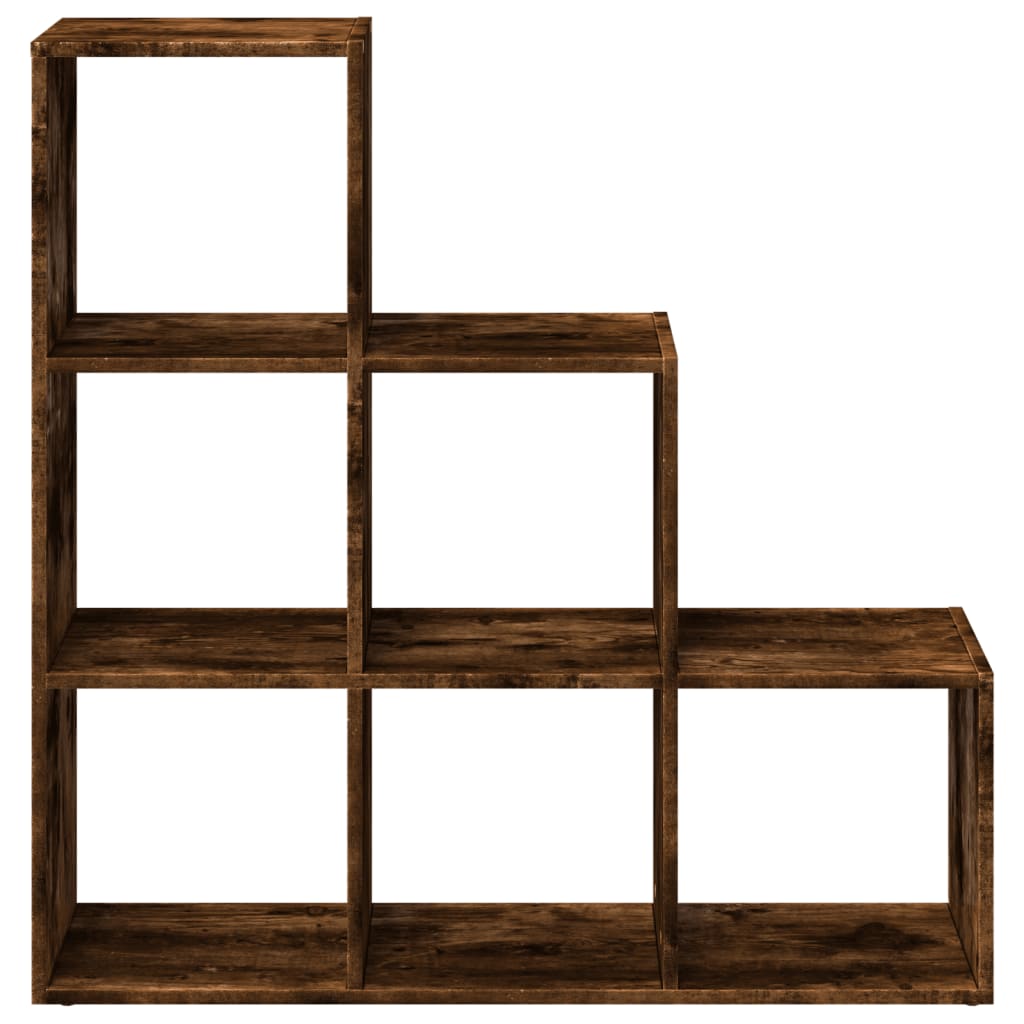 Étagère séparatrice de pièce à 3 niveaux chêne fumé 99x29x99 cm - XIOS