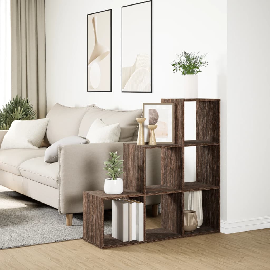 Étagère séparatrice de pièce 3 niveaux chêne marron 99x29x99 cm - XIOS