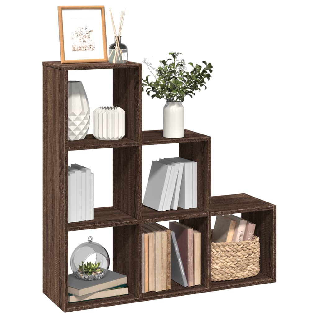 Étagère séparatrice de pièce 3 niveaux chêne marron 99x29x99 cm - XIOS