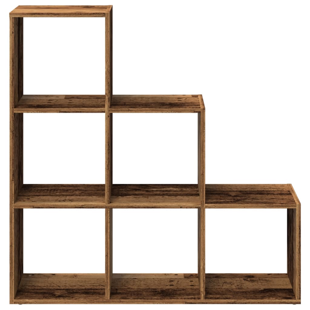 Étagère séparatrice de pièce à 3 niveaux vieux bois 99x29x99 cm - XIOS
