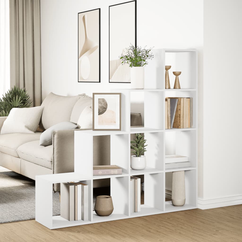 Étagère séparatrice de pièce à 4 niveaux blanc 131,5x29x131,5cm - XIOS