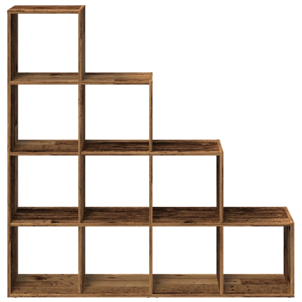 Étagère séparatrice de pièce à 4 niveaux vieux bois - XIOS