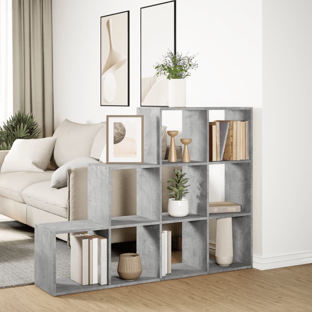 Étagère séparatrice de pièce à 3 niveaux gris béton - XIOS
