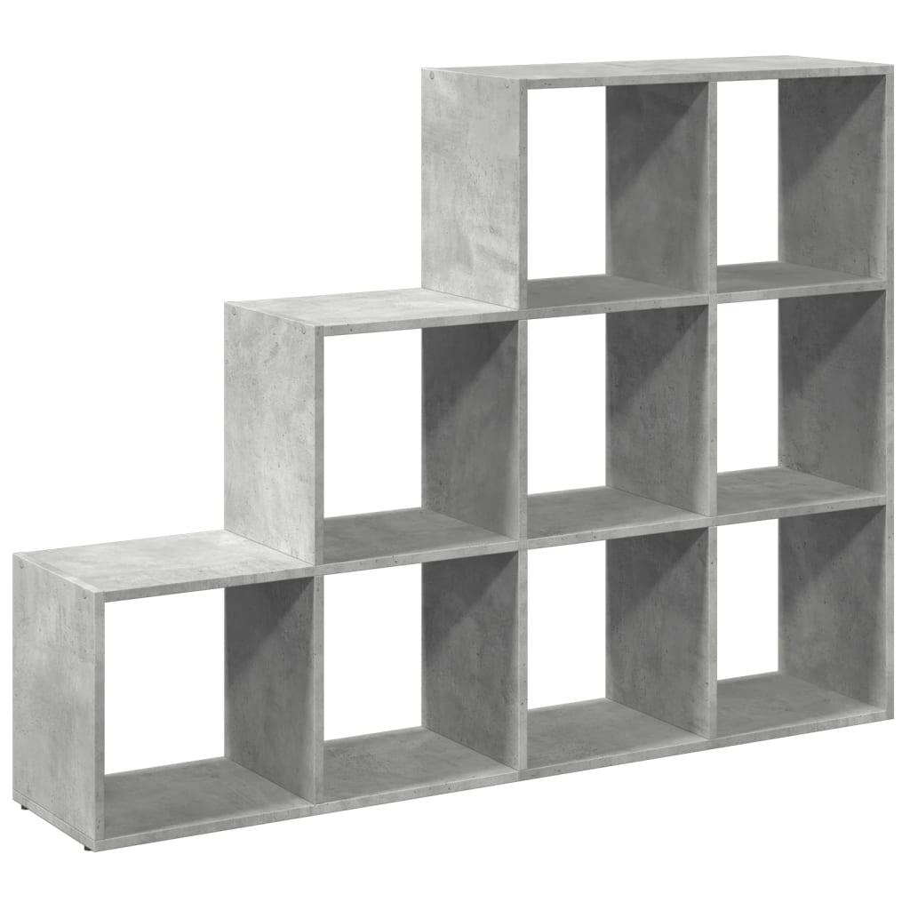 Étagère séparatrice de pièce à 3 niveaux gris béton - XIOS