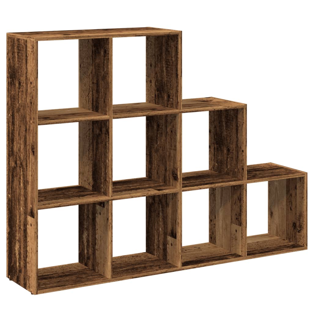 Étagère séparatrice de pièce à 3 niveaux vieux bois - XIOS