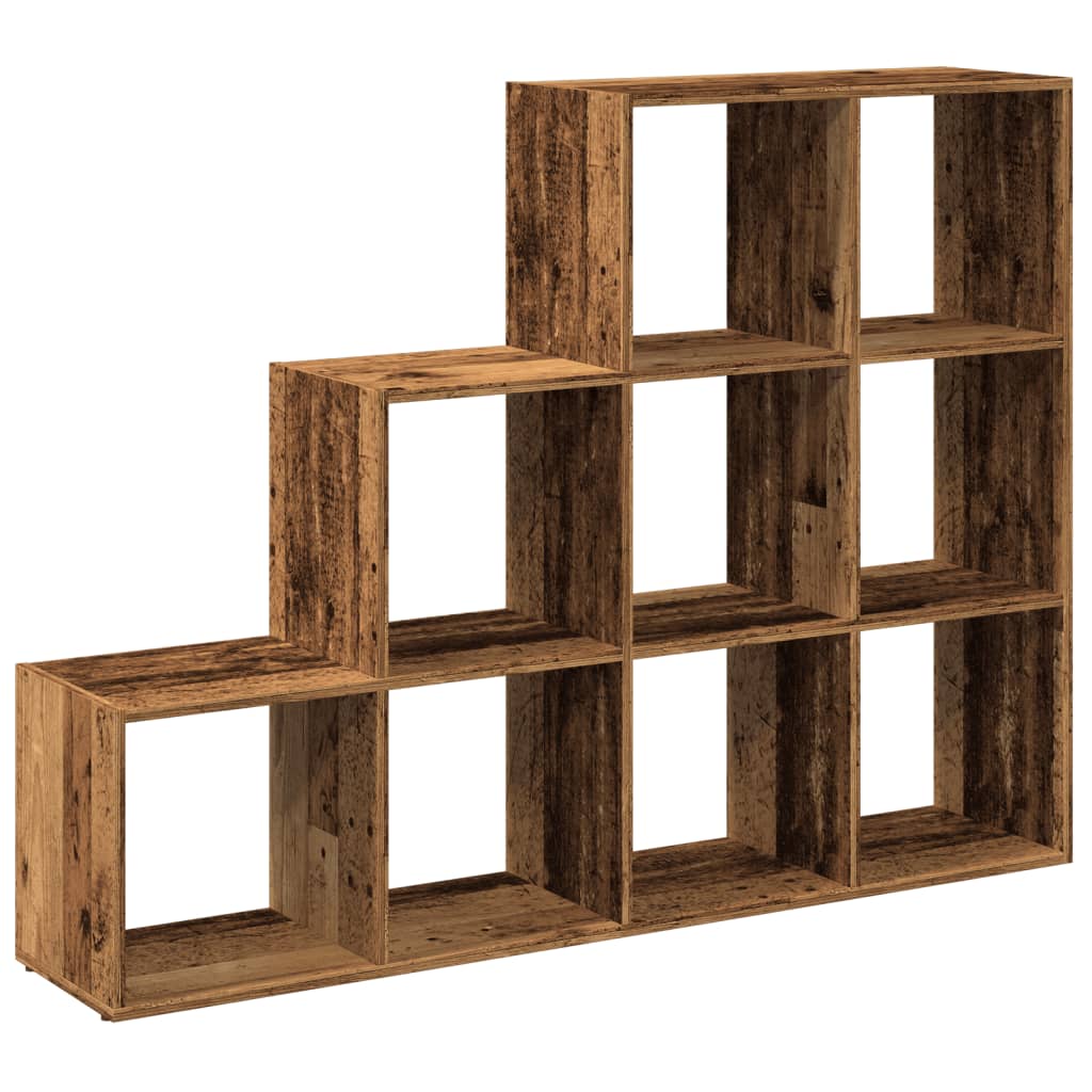 Étagère séparatrice de pièce à 3 niveaux vieux bois - XIOS