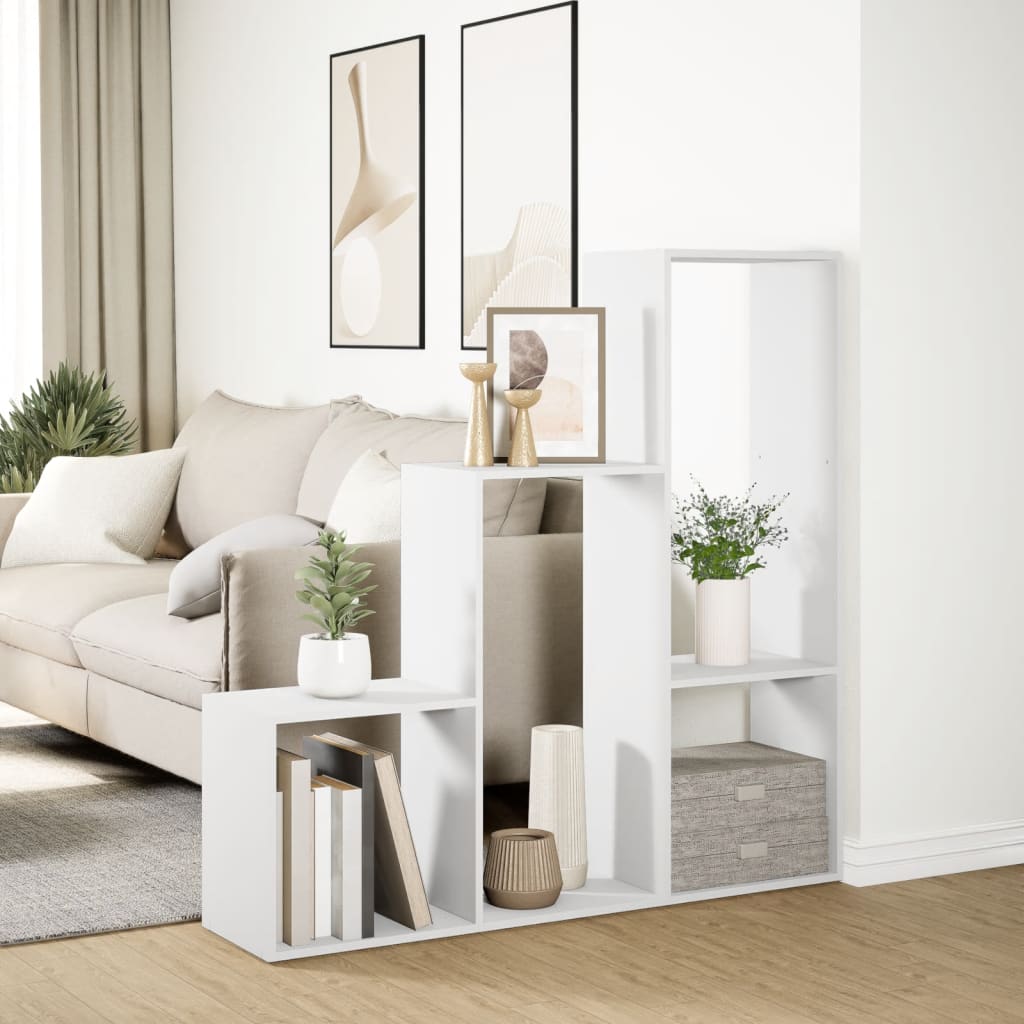 Étagère séparatrice de pièce à 3 niveaux blanc 123x29x123 cm