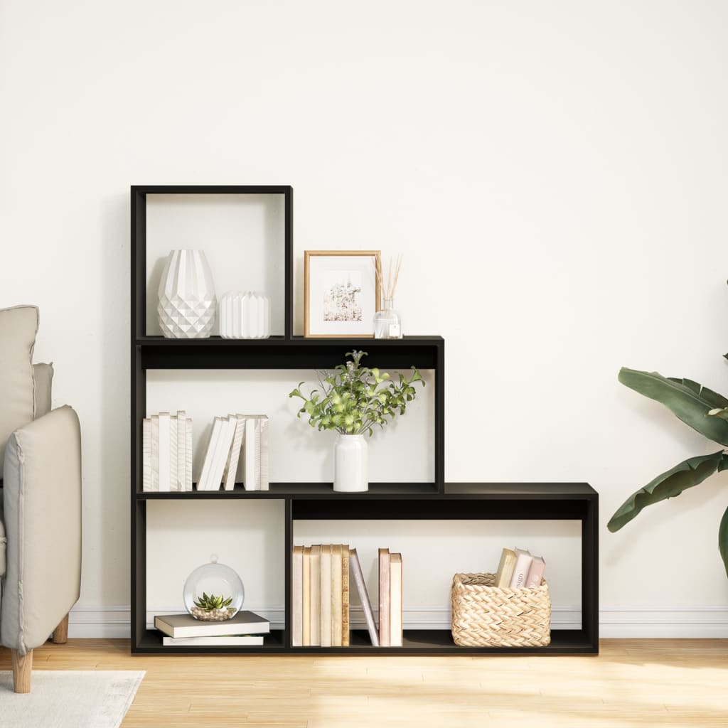 Étagère séparatrice de pièce à 3 niveaux noir 123x29x123 cm - XIOS