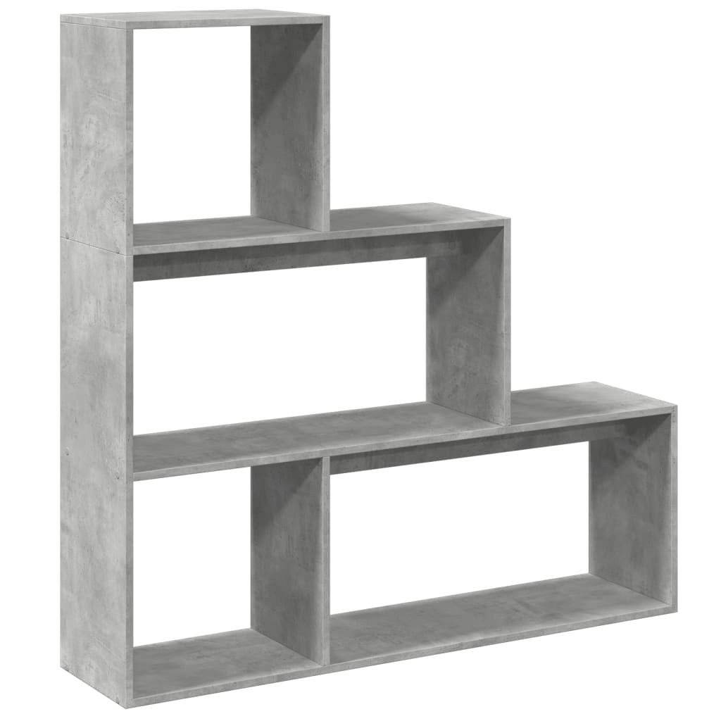 Étagère séparatrice de pièce 3 niveaux gris béton 123x29x123 cm - XIOS