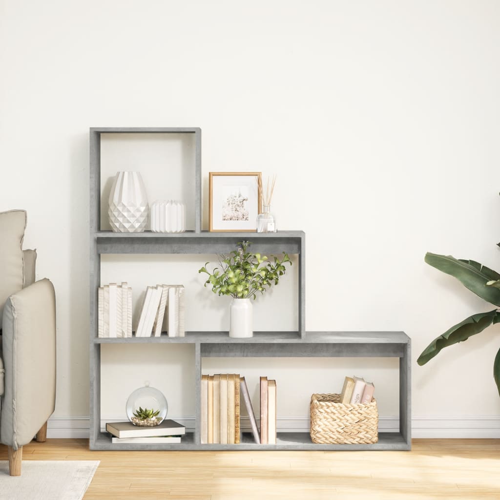 Étagère séparatrice de pièce 3 niveaux gris béton 123x29x123 cm - XIOS