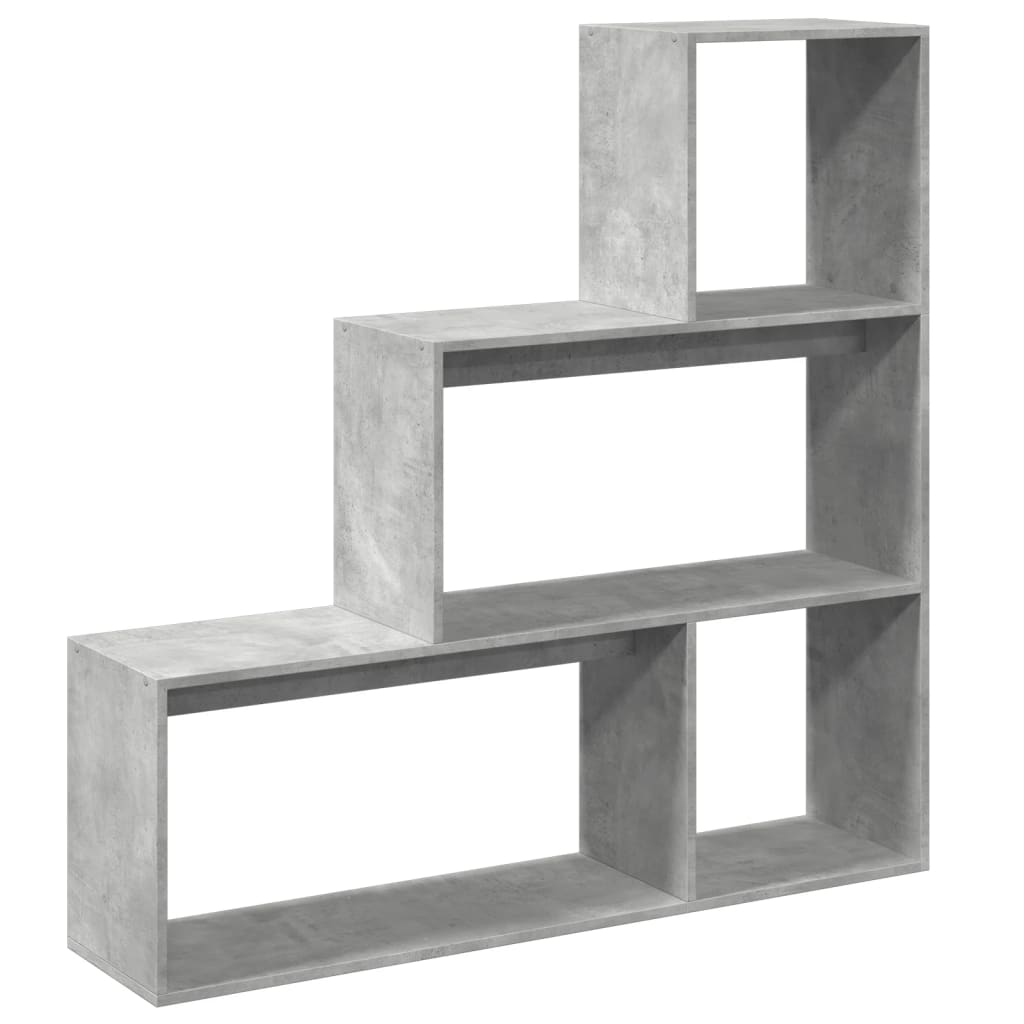 Étagère séparatrice de pièce 3 niveaux gris béton 123x29x123 cm - XIOS