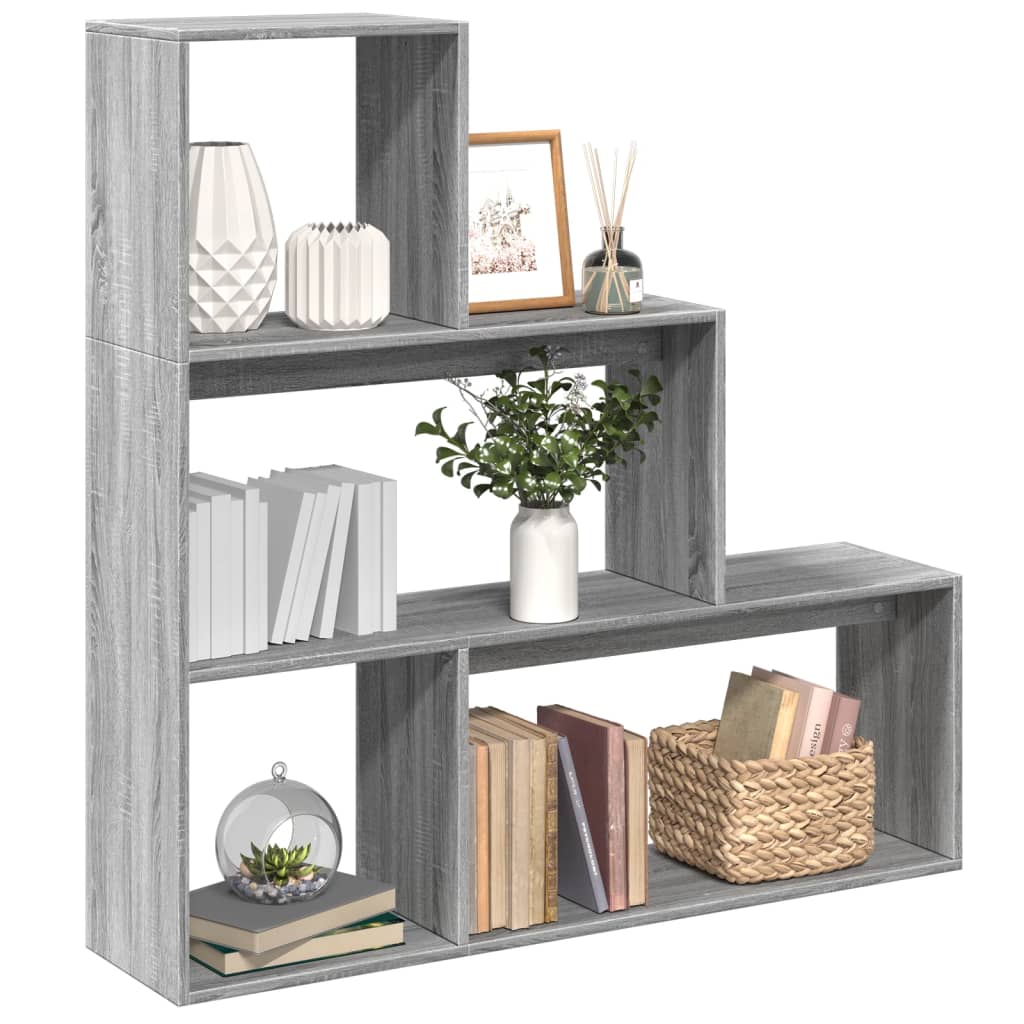 Étagère séparatrice de pièce 3niveaux sonoma gris 123x29x123 cm - XIOS