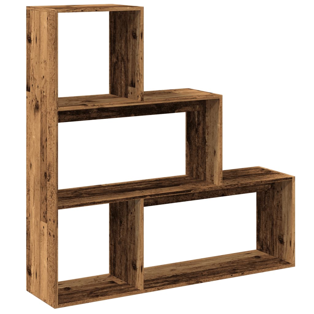 Étagère séparatrice de pièce 3 niveaux vieux bois 123x29x123 cm - XIOS