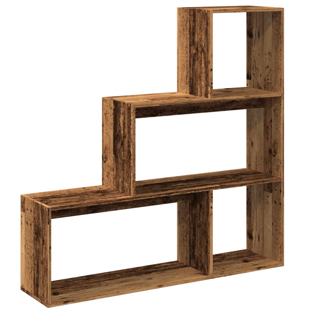 Étagère séparatrice de pièce 3 niveaux vieux bois 123x29x123 cm - XIOS