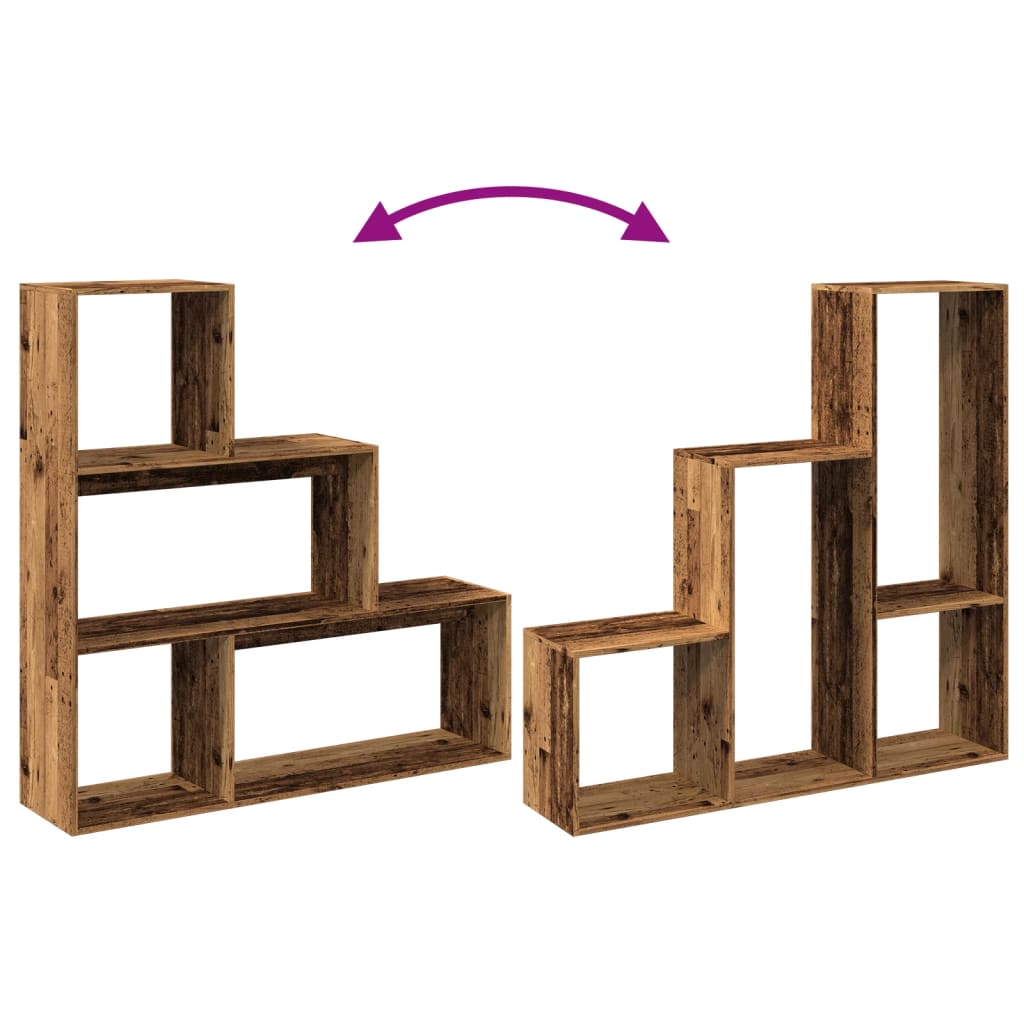 Étagère séparatrice de pièce 3 niveaux vieux bois 123x29x123 cm - XIOS