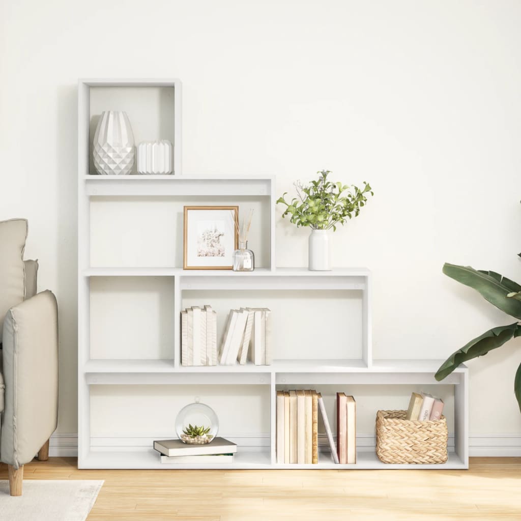 Étagère séparatrice de pièce à 4 niveaux blanc 143,5x29x143,5cm - XIOS