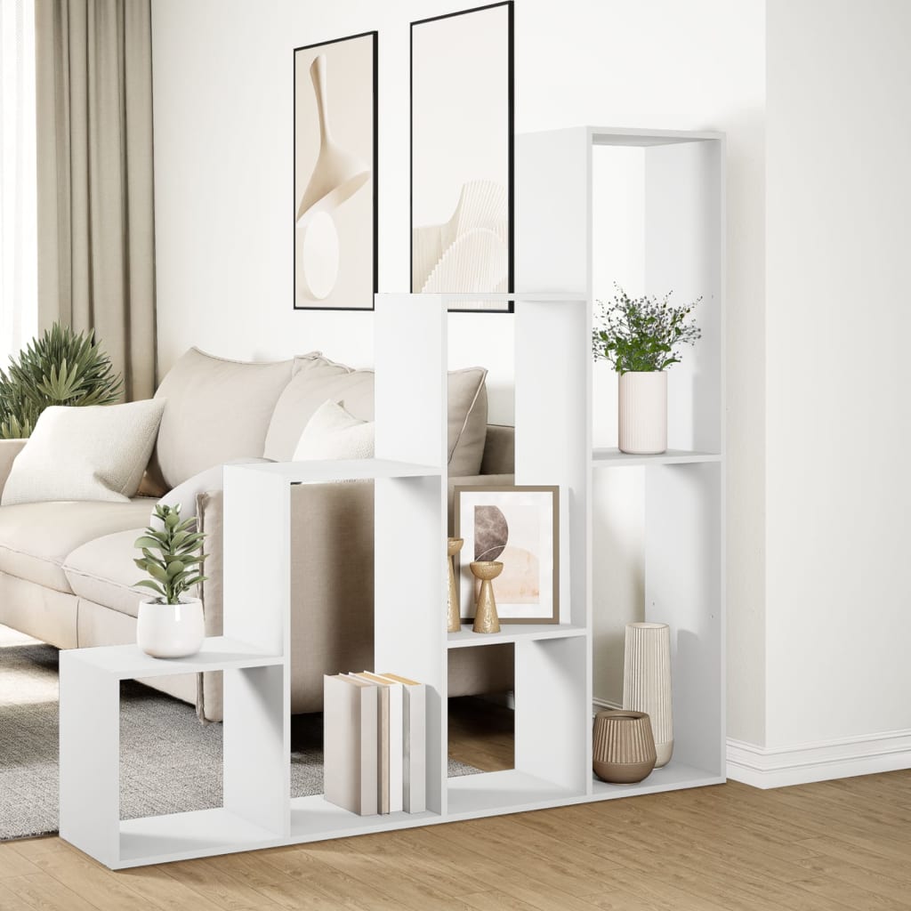 Étagère séparatrice de pièce à 4 niveaux blanc 143,5x29x143,5cm - XIOS