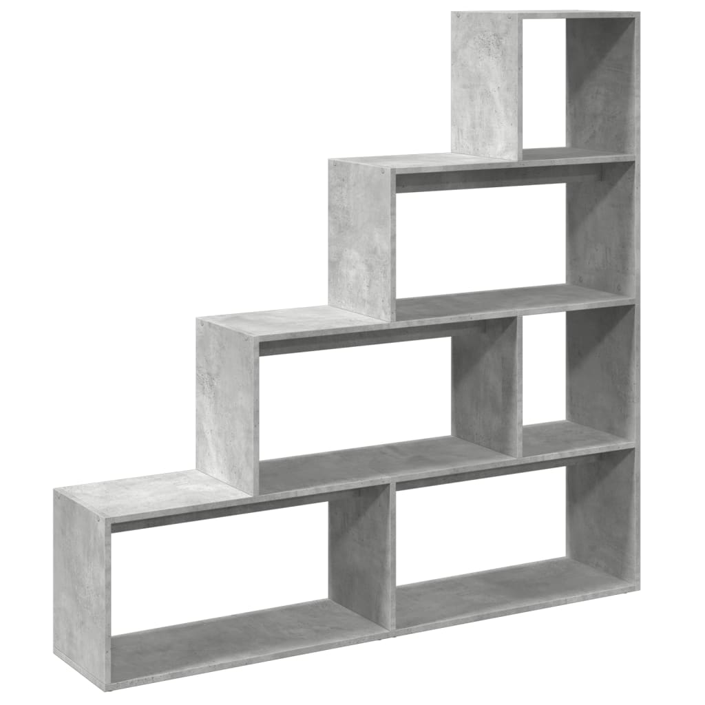 Étagère séparatrice de pièce à 4 niveaux gris béton - XIOS