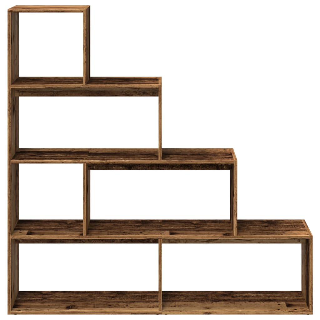 Étagère séparatrice de pièce à 4 niveaux vieux bois - XIOS